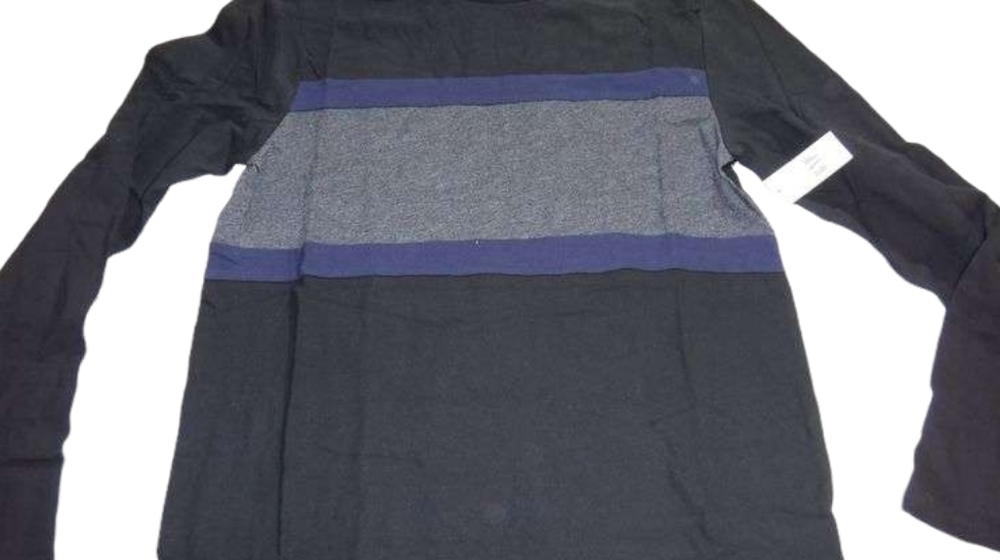 NWT Gap Factory Long Sleeve Gray Black Tee T Shirt sz S